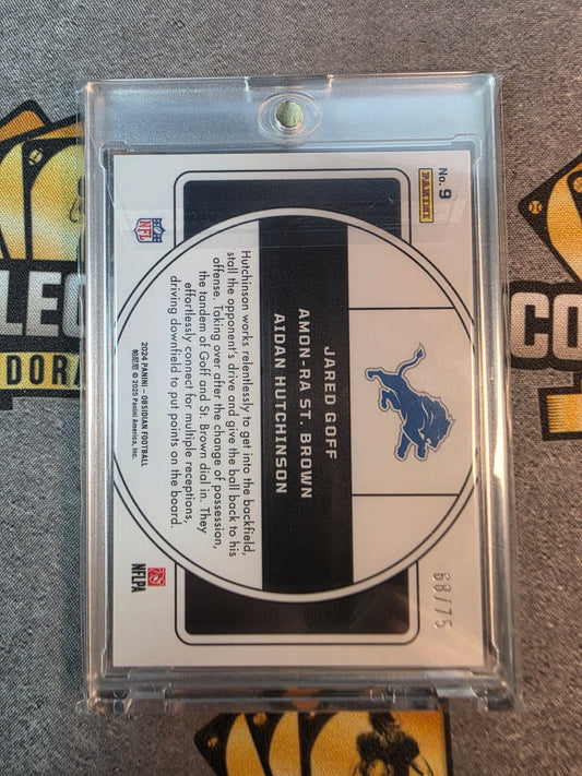 2024 Panini Obsidian - Nucleus Goff, Hutchinson, Amon-Ra St. Brown #9 Red 27/75