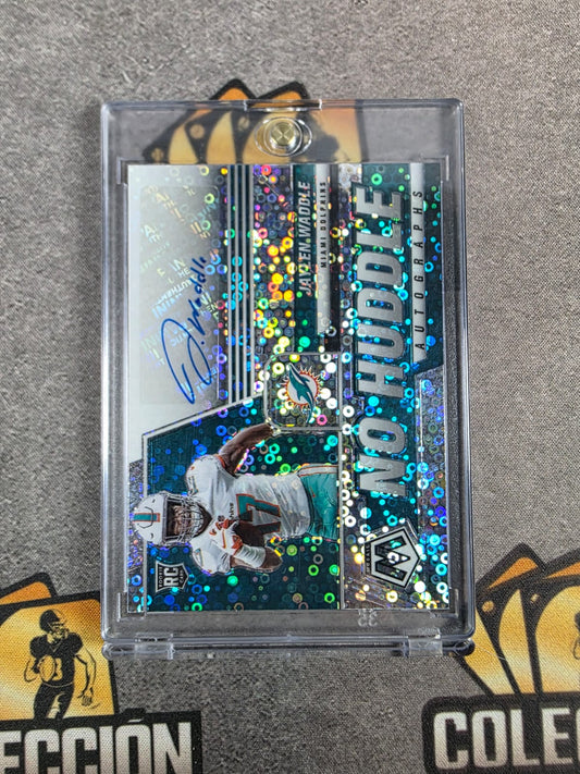 2021 Mosaic Jaylen Waddle No Huddle Disco Rookie Auto #ANH-JW