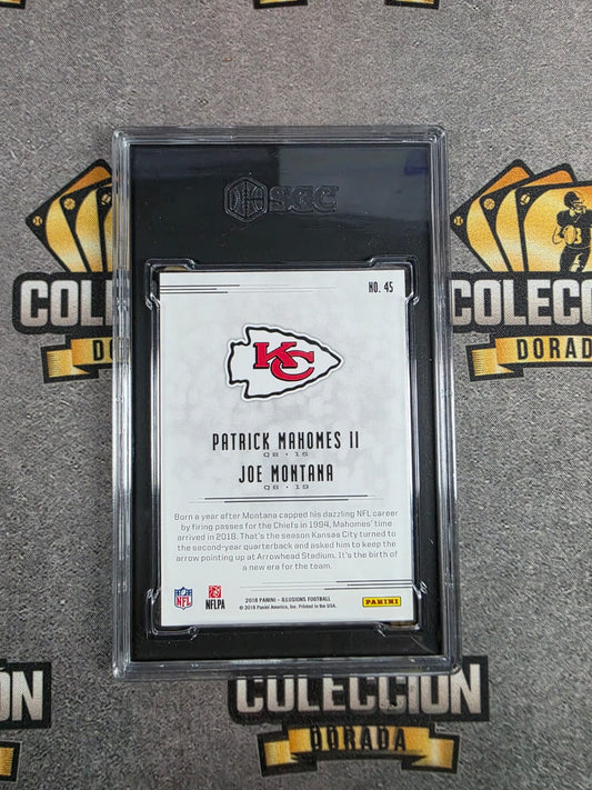 2018 Illusions Patrick Mahomes II Joe Montana #45 Chiefs SGC 9.5
