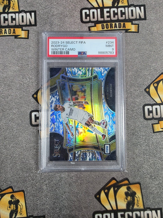2023-24 Panini Select FIFA Field Level Rodrygo Winter Camo /99 PSA 10