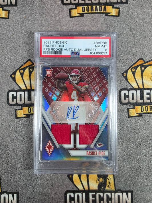 2023 Phoenix Rashee Rice RPS Rookie Auto Dual Jersey /199 PSA 8