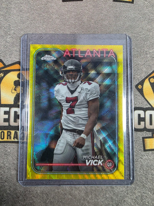 2024 Topps Chrome Michael Vick Yellow Geometric Refractor #11/75 Falcons