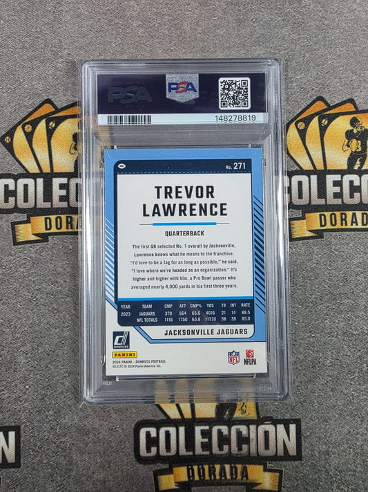 2024 Donruss Trevor Lawrence Press Proof Black /10 PSA8