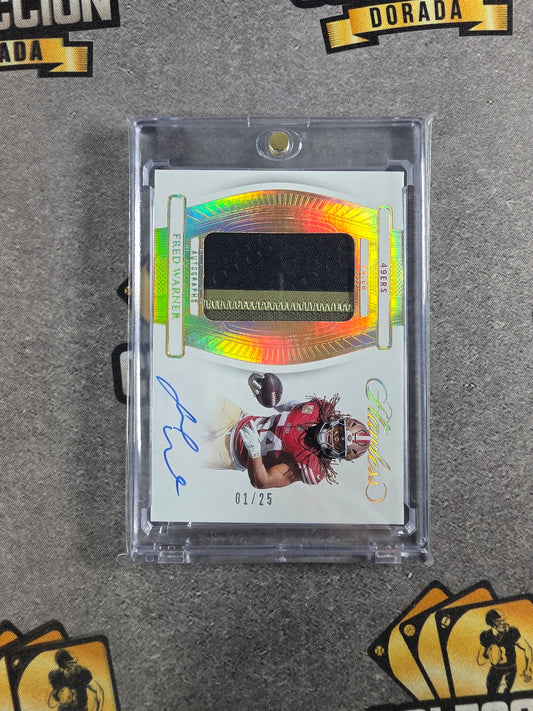 2024 Panini Flawless Fred Warner 3 Color Patch On Card Auto #PA-FWR /25