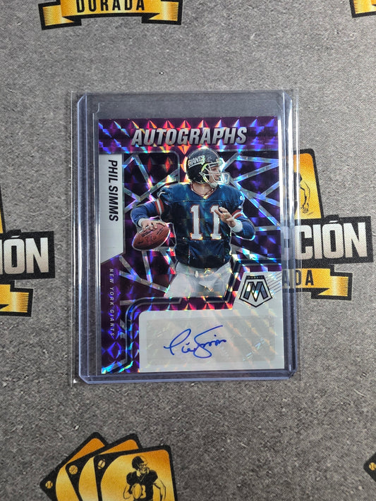 2022 Panini Mosaic Phil Simms Auto Autograph Mosaic Purple /35