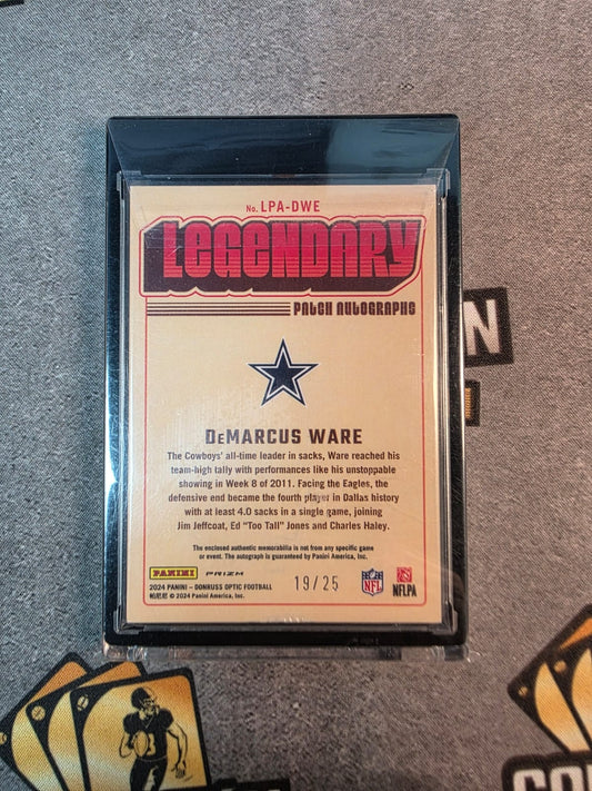 2024 Panini Optic DEMARCUS WARE DALLAS COWBOYS /25 SICK 2 COLOR PATCH AUTO!!