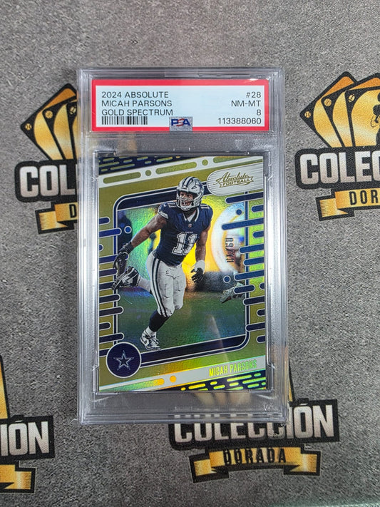 2024 Panini Absolute - Micah Parsons #28 Gold Spectrum PSA 8