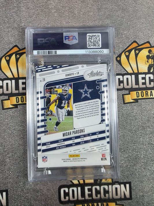 2024 Panini Absolute - Micah Parsons #28 Gold Spectrum PSA 8