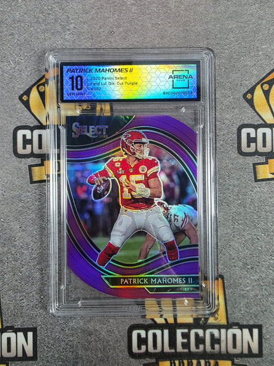 2020 Panini Select - Field Level Patrick Mahomes 302 Purple Prizm Die-Cut Arena 10