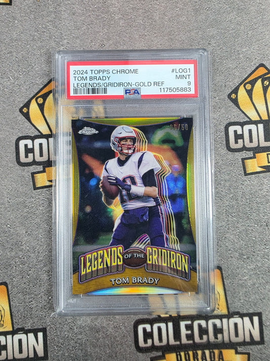 TOM BRADY 2024 Topps Chrome Legends of the Gridiron Gold /50 LOG1 PSA 9