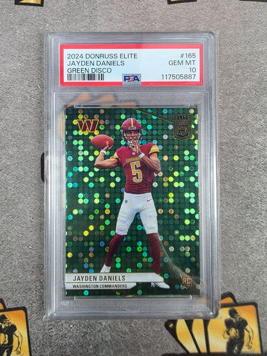 2024 Donruss Elite Jayden Daniels Green Disco PSA 10