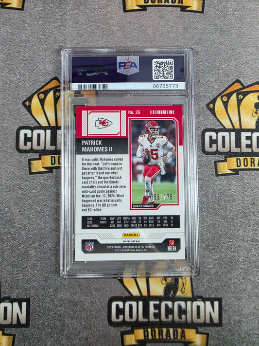 2023 Contenders Optic Patrick Mahomes II Red /175 PSA 9