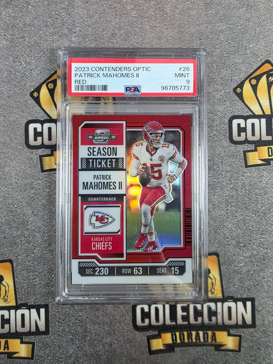 2023 Contenders Optic Patrick Mahomes II Red /175 PSA 9