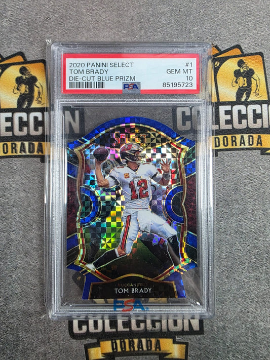 2020 Panini Select Tom Brady Blue Checkered Die-Cut Prizm PSA 10
