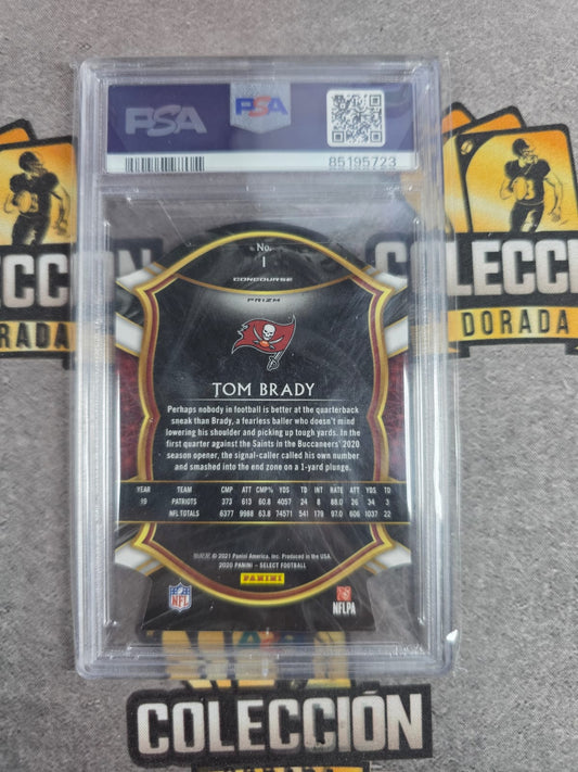 2020 Panini Select Tom Brady Blue Checkered Die-Cut Prizm PSA 10