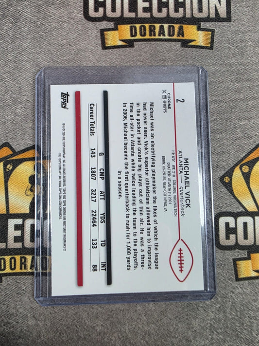 2024 Topps Chrome Michael Vick Yellow Geometric Refractor #11/75 Falcons