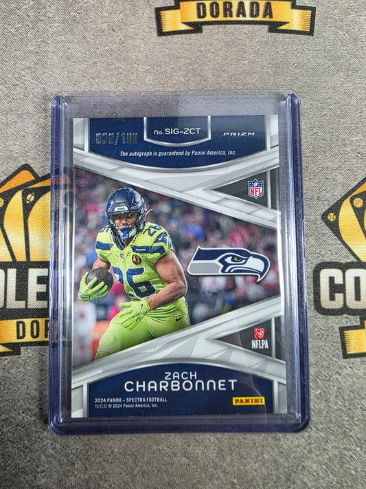 ZACH CHARBONNET 2024 SPECTRA SIGNATURES PRIZM SEAHAWKS AUTO /199
