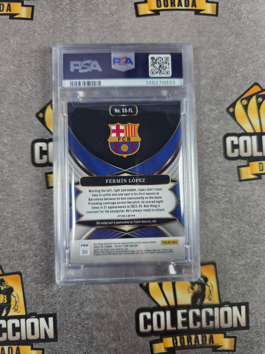 2024-25 Select FIFA Fermin Lopez Select Sig-Blue Pulsar PSA 8