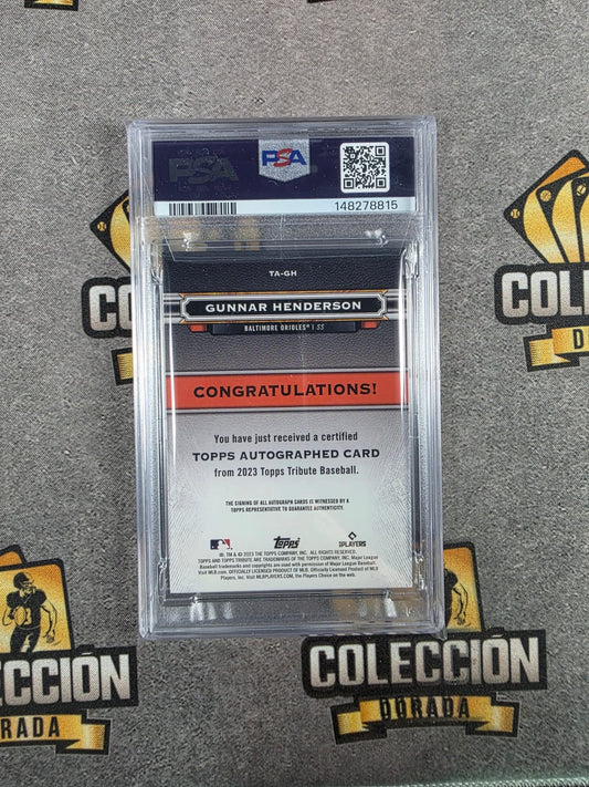 2023 Topps Tribute Gunnar Henderson Auto Green /99 PSA8