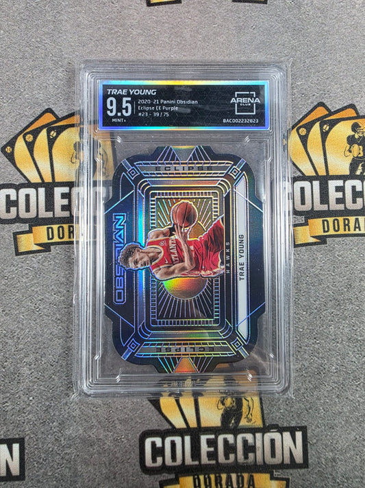 2020-21 Panini Obsidian Trae Young Eclipse EE Purple /75 Arena Club 9.5